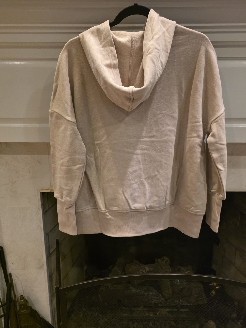 Zenana Outfitters Women's Light Beige Button-Placket Hoodie - Picture 2 of 4